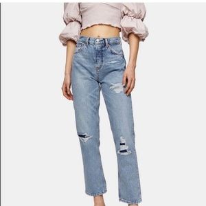 Top Shop editor distressed straight jeans